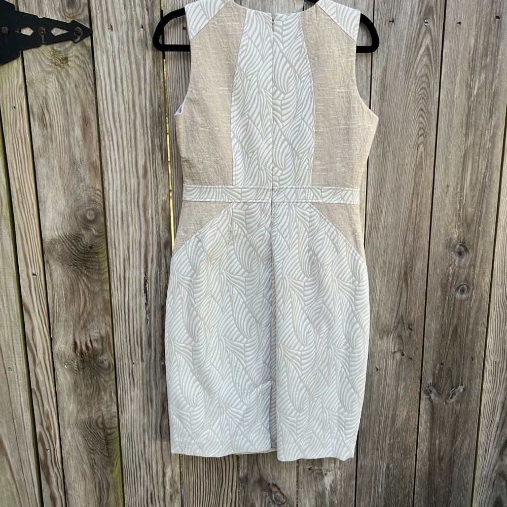 DANA BUCHMAN Beige and Cream Sleeveless Dress Women’s 6 - Picture 11 of 13